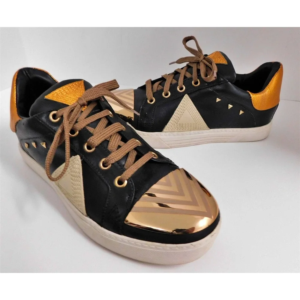 Ivy Kirzhner Sputnik Black Leather Copper‎ Toe Fashion Sneaker 8.5 M
